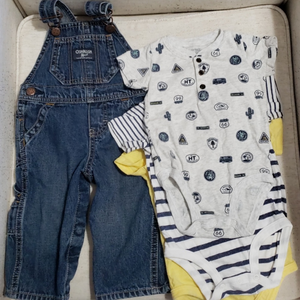 Bib overalls and 3 adventure bodysuit bundle